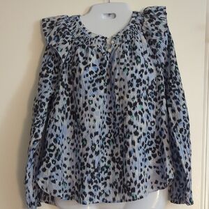 Women's Blue Leopard Print Top By LOFT